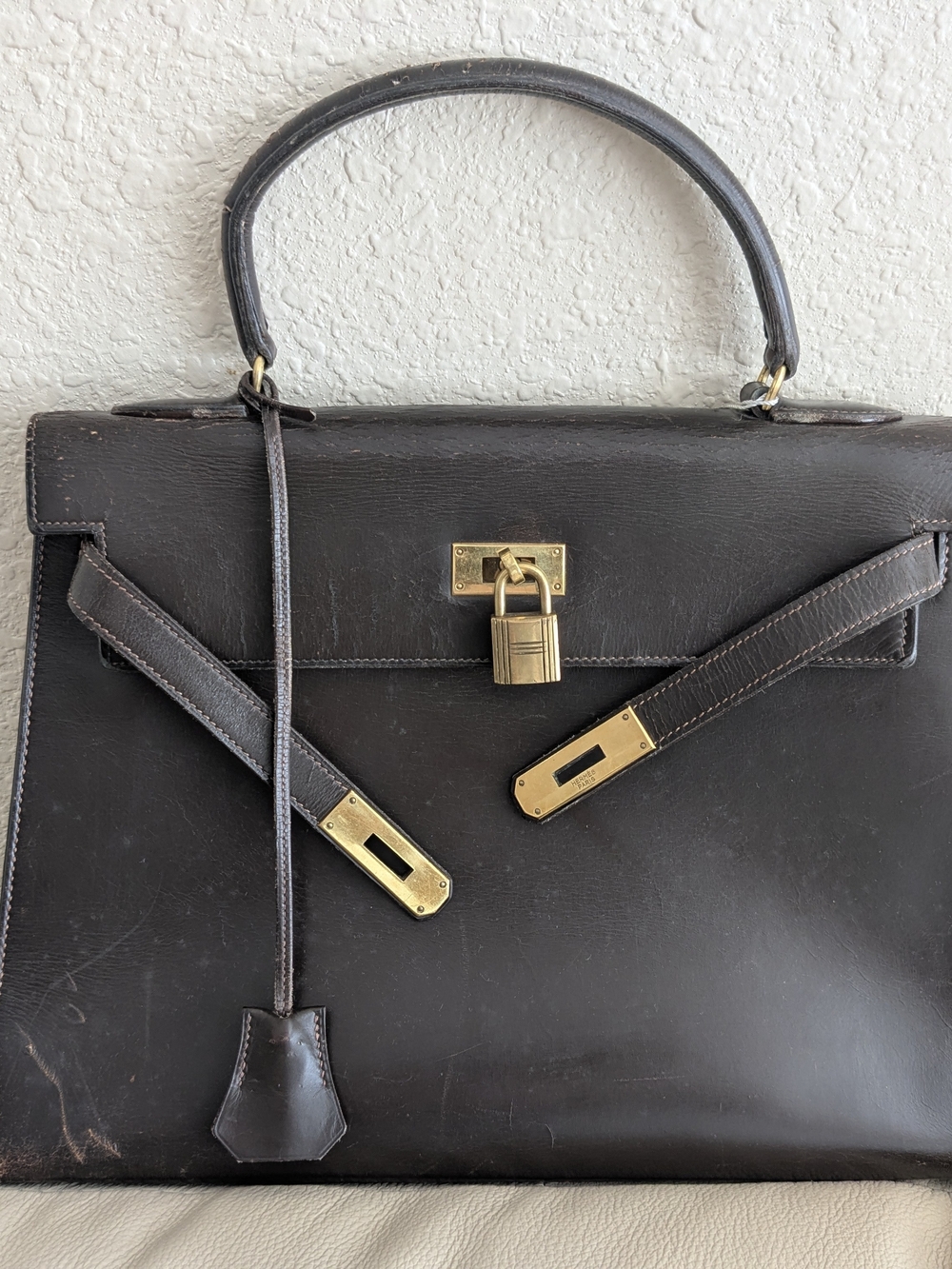 HERMES Kelly 32 1966 Bonwit Teller Brown Box Leather Bag eBay Authenthificated